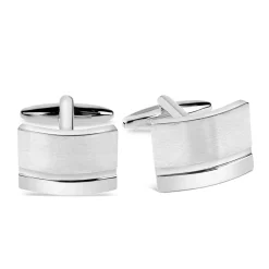Silver-Plated Rectangle Line Cufflinks