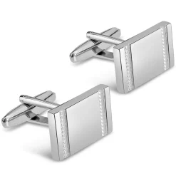 Silver-Plated Rectangular Rope Cufflinks