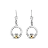Solvar 9ct Yellow Gold & Sterling Silver Claddagh Earrings