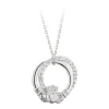 Solvar Sterling Silver & Crystal Claddagh Circle Pendant