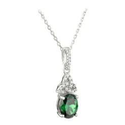 Solvar Sterling Silver Green Crystal Trinity Knot Pendant