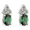 Solvar Sterling Silver Green Crystal Trinity Knot Earrings