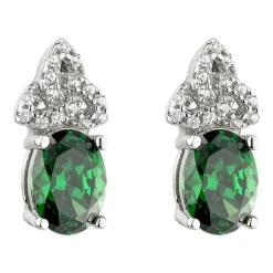 Solvar Sterling Silver Green Crystal Trinity Knot Earrings