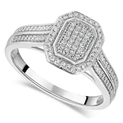 Special Price - 18ct White Gold 0.20ct Diamond Cluster Double Shoulder Ring