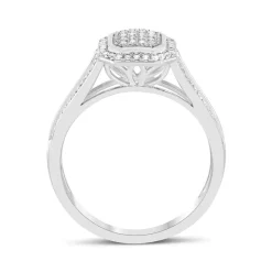 Special Price - 18ct White Gold 0.20ct Diamond Cluster Double Shoulder Ring