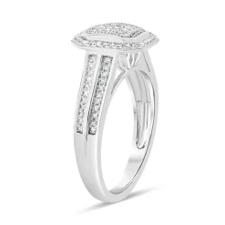 Special Price - 18ct White Gold 0.20ct Diamond Cluster Double Shoulder Ring