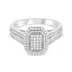 Special Price - 18ct White Gold 0.20ct Diamond Cluster Double Shoulder Ring