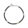 Steel Diamond Cut Hematite & Rose Toned Bead Bracelet