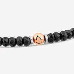 Steel Diamond Cut Hematite & Rose Toned Bead Bracelet