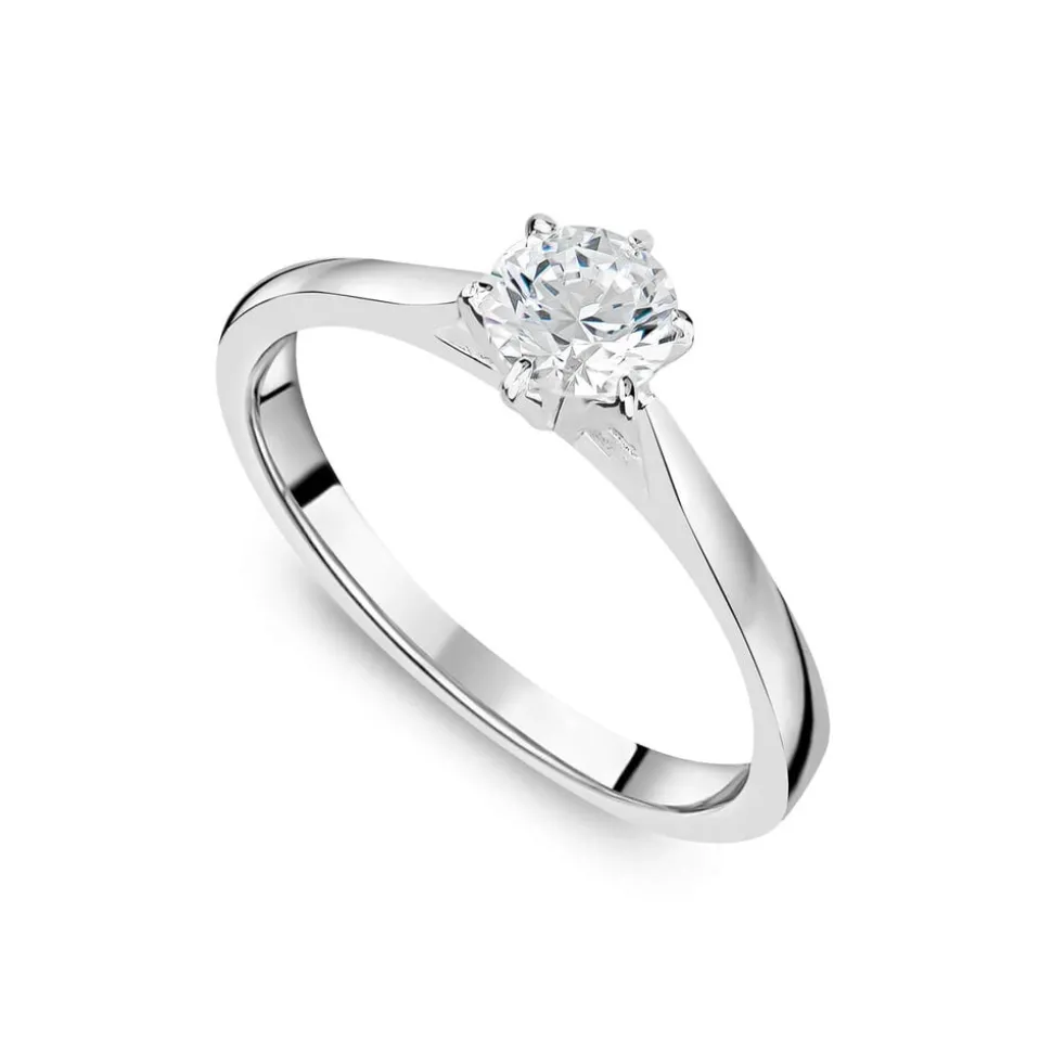 Sterling Silver 6 Claw Cubic Zirconia Small Solitaire Promise Ring