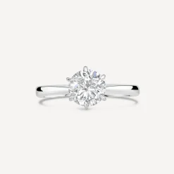Sterling Silver 6 Claw Cubic Zirconia Solitaire Ring