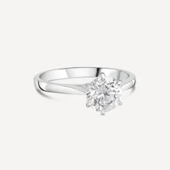 Sterling Silver 6 Claw Cubic Zirconia Solitaire Ring