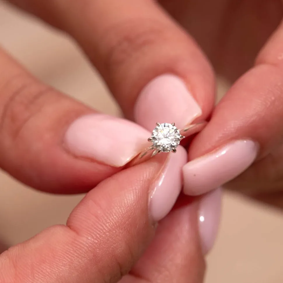 Sterling Silver 6 Claw Cubic Zirconia Small Solitaire Promise Ring