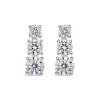 Sterling Silver 3 Stone Cubic Zirconia Graduated Drop Earrings