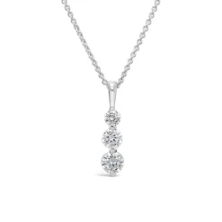 Sterling Silver 3 Stone Cubic Zirconia Graduated Pendant
