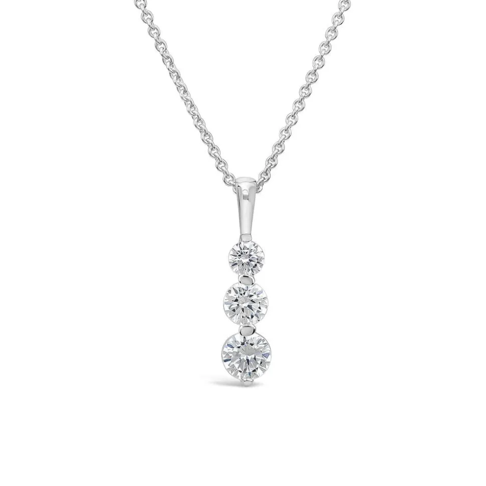 Sterling Silver 3 Stone Cubic Zirconia Graduated Pendant