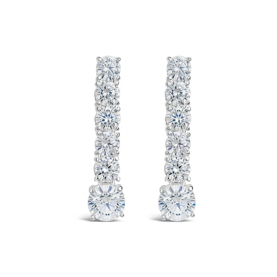 Sterling Silver 6 Stone Cubic Zirconia Drop Earrings