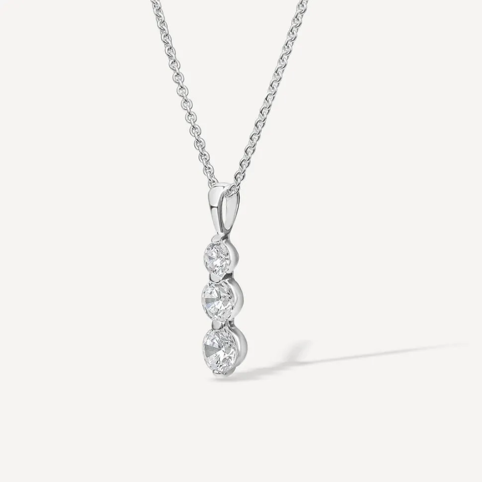 Sterling Silver 3 Stone Cubic Zirconia Graduated Pendant