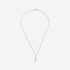 Sterling Silver 3 Stone Cubic Zirconia Graduated Pendant