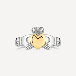 Sterling Silver & 9ct Yellow Gold Plain Claddagh Ring