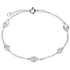 Sterling Silver & Cubic Zirconia Ladies' Chain Bracelet