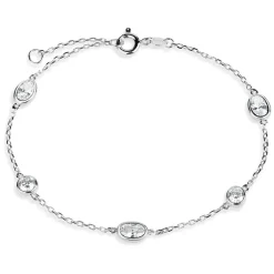 Sterling Silver & Cubic Zirconia Ladies' Chain Bracelet