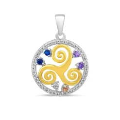 Sterling Silver & Gold Plated Triskele Celtic Spiral Pendant