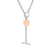 Sterling Silver & Rose Gold Plated Heart T-Bar Necklet