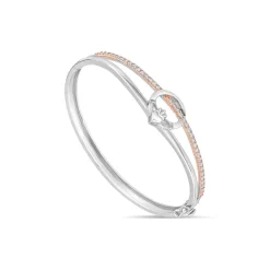 Sterling Silver & Rose Gold Plated Claddagh Cubic Zirconia Bangle