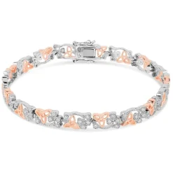 Sterling Silver & Rose Gold Shamrock Trinity Knot Bracelet