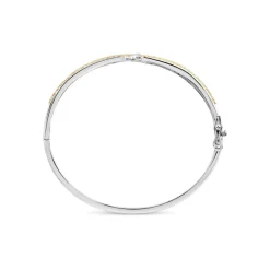 Sterling Silver & Rose Gold Plated Trinity Knot Cubic Zirconia Bangle
