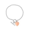 Sterling Silver & Rose Gold Plated Heart T-Bar Bracelet