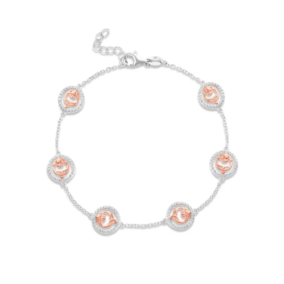 Sterling Silver & Rose Gold Plated Claddagh Trinity Knot Bracelet