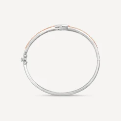 Sterling Silver & Rose Gold Plated Claddagh Cubic Zirconia Bangle
