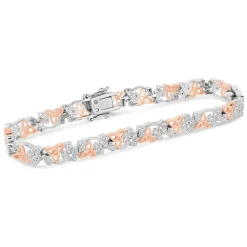 Sterling Silver & Rose Gold Shamrock Trinity Knot Bracelet