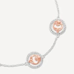Sterling Silver & Rose Gold Plated Claddagh Trinity Knot Bracelet