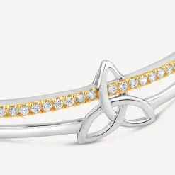 Sterling Silver & Rose Gold Plated Trinity Knot Cubic Zirconia Bangle
