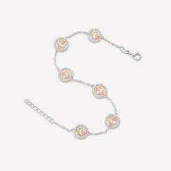 Sterling Silver & Rose Gold Plated Claddagh Trinity Knot Bracelet