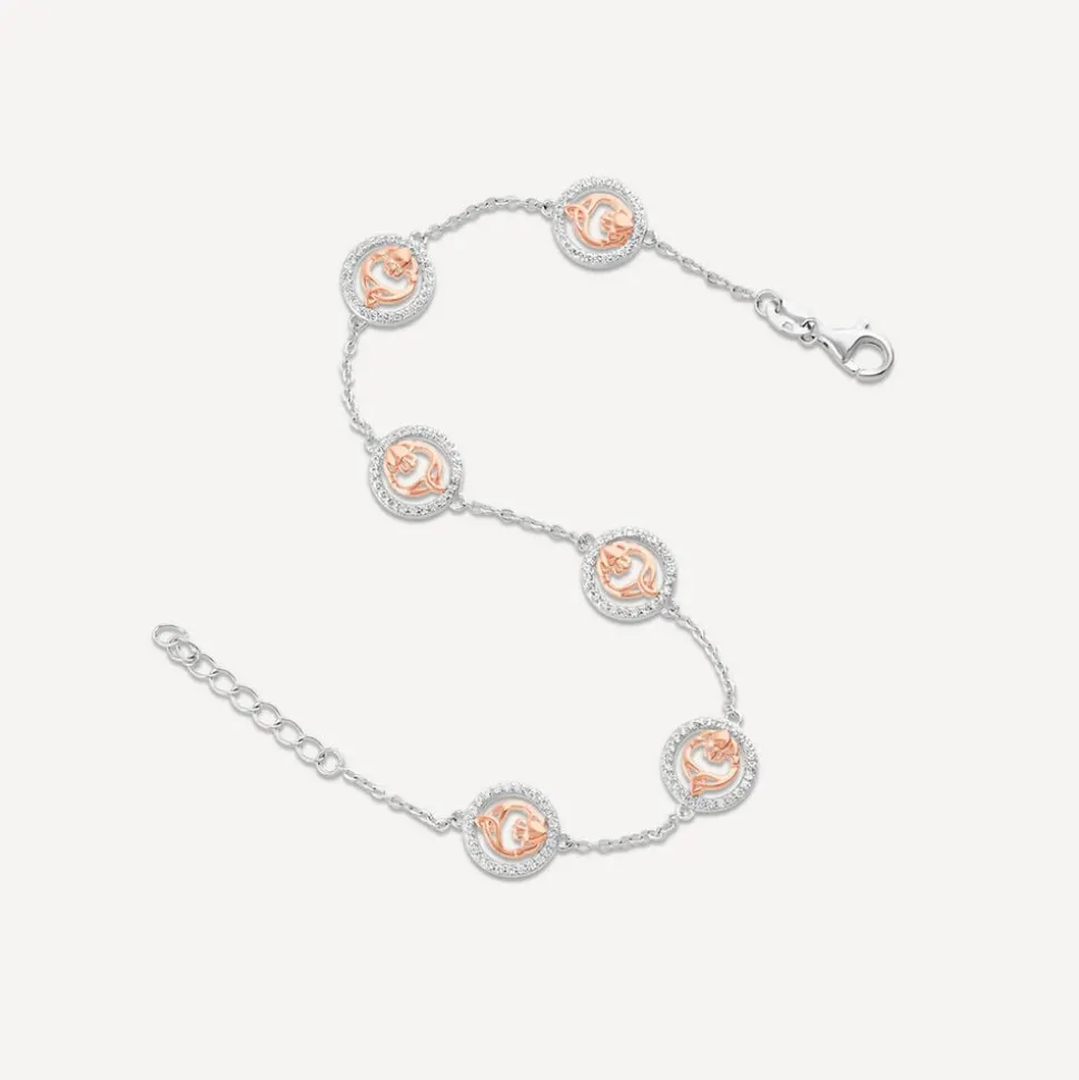 Sterling Silver & Rose Gold Plated Claddagh Trinity Knot Bracelet