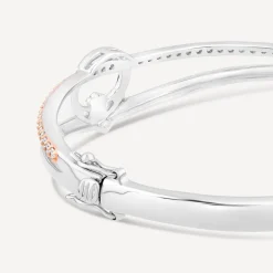 Sterling Silver & Rose Gold Plated Claddagh Cubic Zirconia Bangle