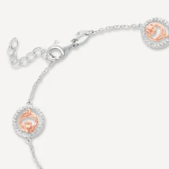 Sterling Silver & Rose Gold Plated Claddagh Trinity Knot Bracelet