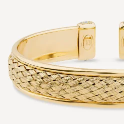 Sterling Silver & Yellow Gold Plated Cubic Zirconia Wheat Design Bangle