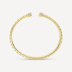 Sterling Silver & Yellow Gold Plated Cubic Zirconia Wheat Design Bangle
