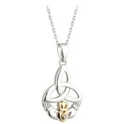 Sterling Silver and 9ct Yellow Gold Diamond Trinity Knot Pendant