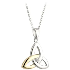 Sterling Silver and 10ct Yellow Gold Diamond Trinity Knot Pendant