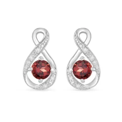 Sterling Silver and Cubic Zirconia January Birthstone Stud Earrings