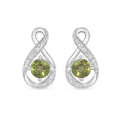 Sterling Silver and Cubic Zirconia August Birthstone Stud Earrings