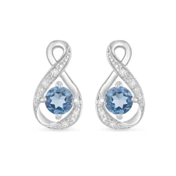 Sterling Silver and Cubic Zirconia December Birthstone Stud Earrings