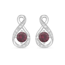 Sterling Silver and Cubic Zirconia July Birthstone Stud Earrings