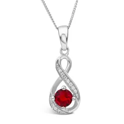 Sterling Silver and Cubic Zirconia July Birthstone Pendant (Chain Included)